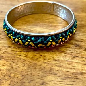 Vintage Gold Tone & Raffia Bracelet